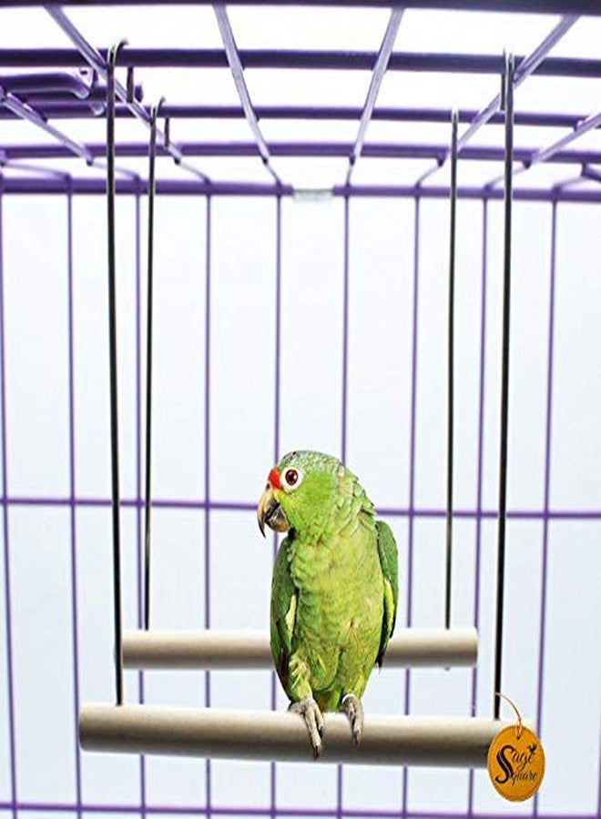 سايج سكوير مجثم خشبي طبيعي مرح من سيج سكوير، منصة معلقة للقفص، للتسلق، مجثم للتمرين للطيور (صغير وكبير) (عبوة من قطعتين) - Image 4